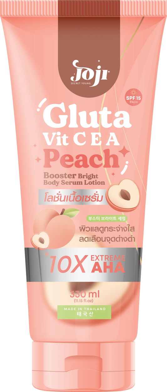 Joji Secret Young Gluta Vit C E A Peach Bright Body Serum Lotion 330ml – Whitening & Glowing Body Serum