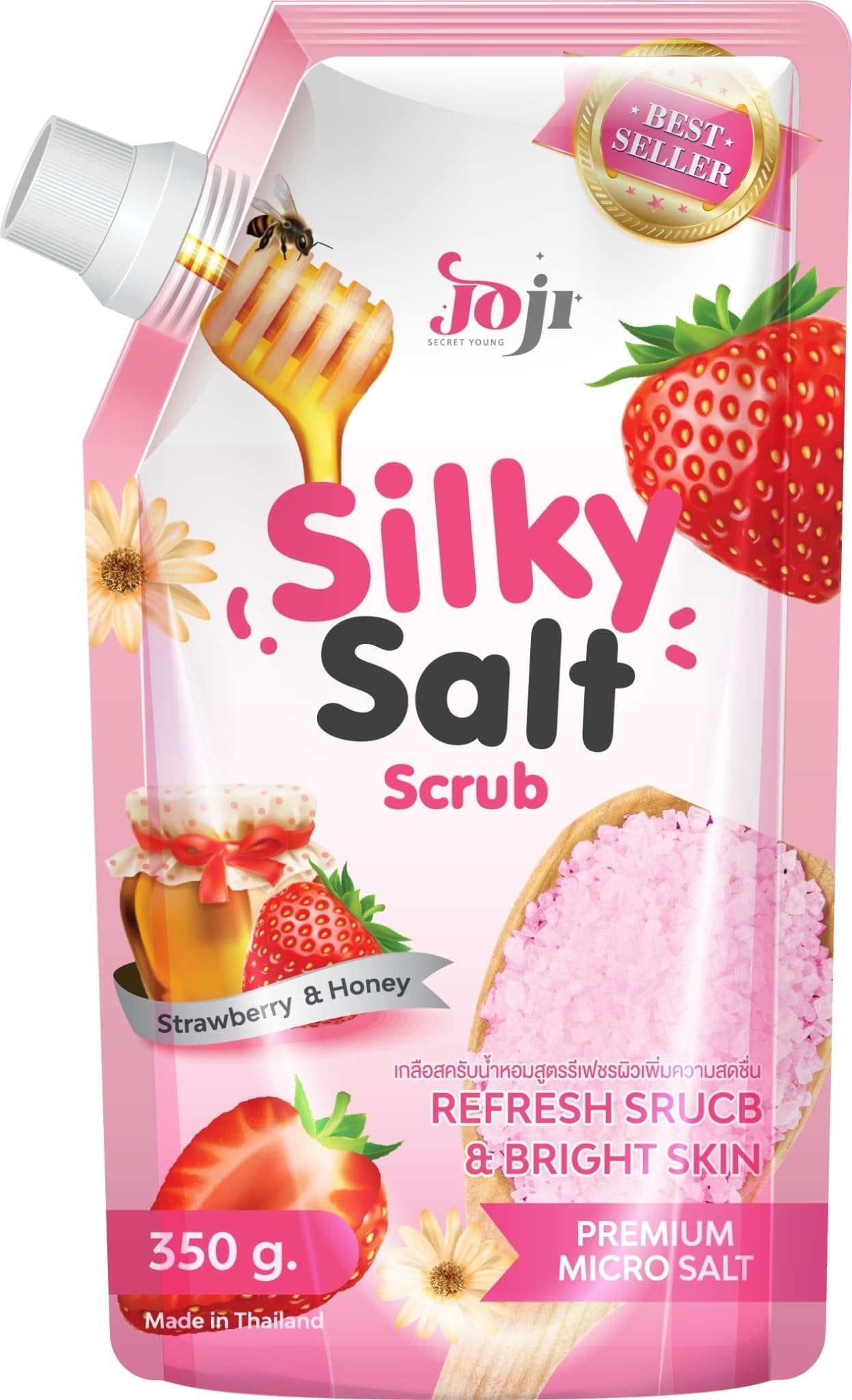 Joji Secret Young Silky Salt Scrub Strawberry & Honey – Brightening & Moisturizing Body Scrub